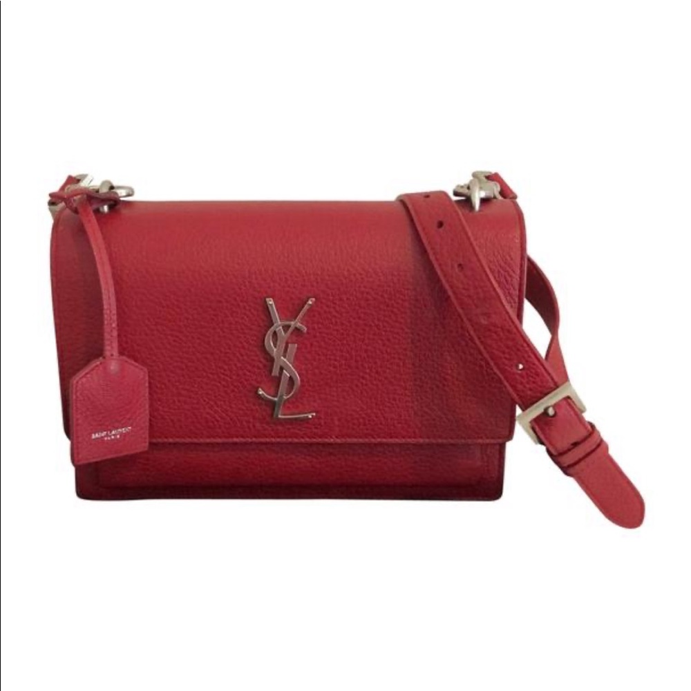 🇫🇷 Saint Laurent Sunset red leather satchel bag